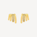Gold hoop earrings with embedded stones on a white background